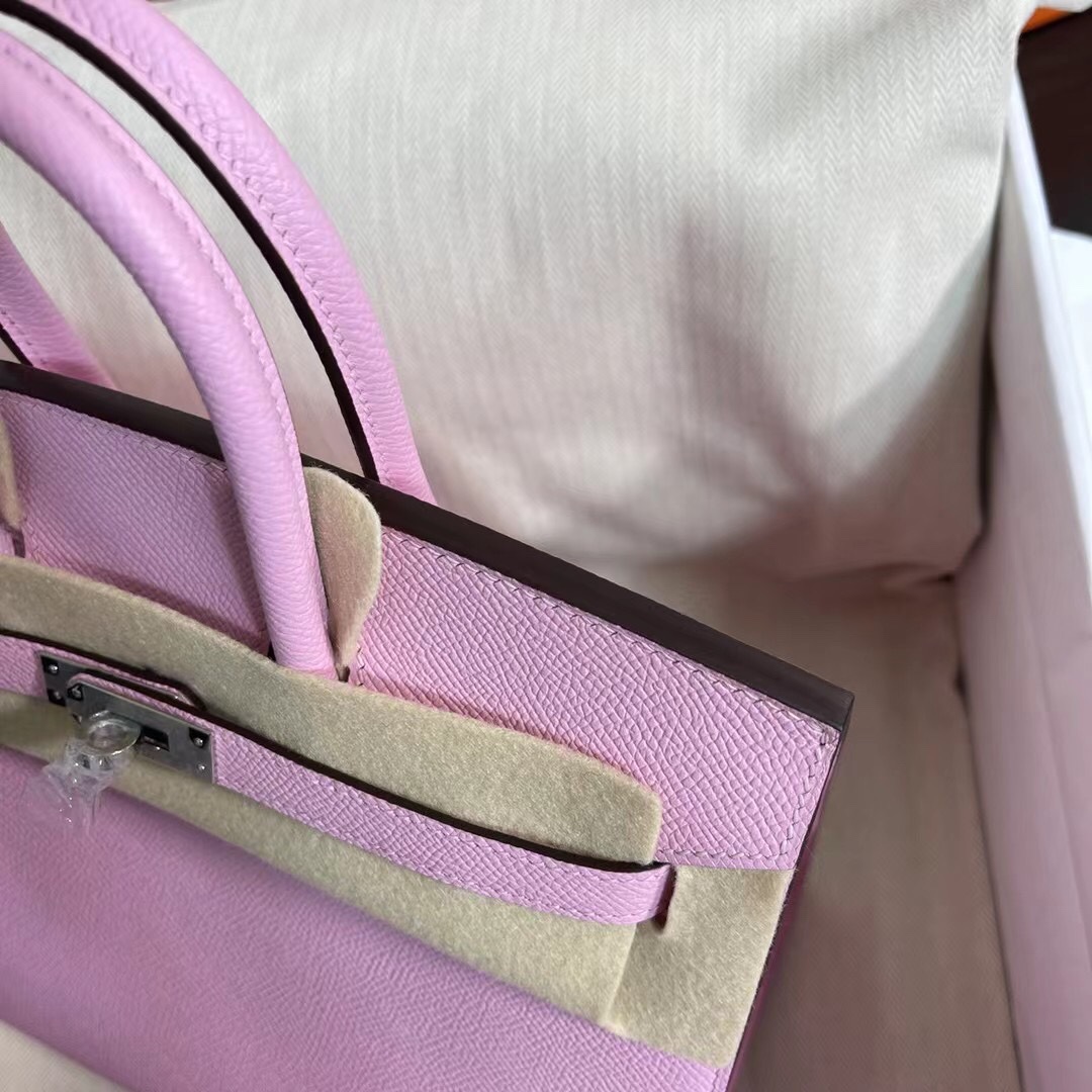 Hermes Birkin 25CM Epsom Leather Handbag Pink Purple 